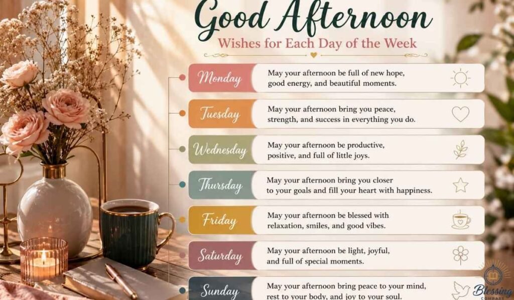 Good Afternoon Wishes for Each Day of the Week