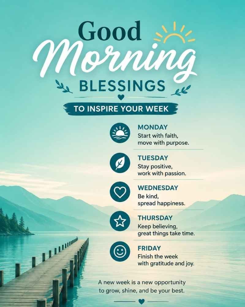 Good Morning Blessings to Inspire Your Week (Monday to Friday)