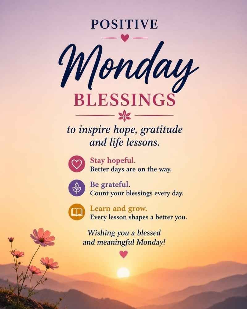 Positive Monday Blessings to Inspire Hope, Gratitude & Life Lessons