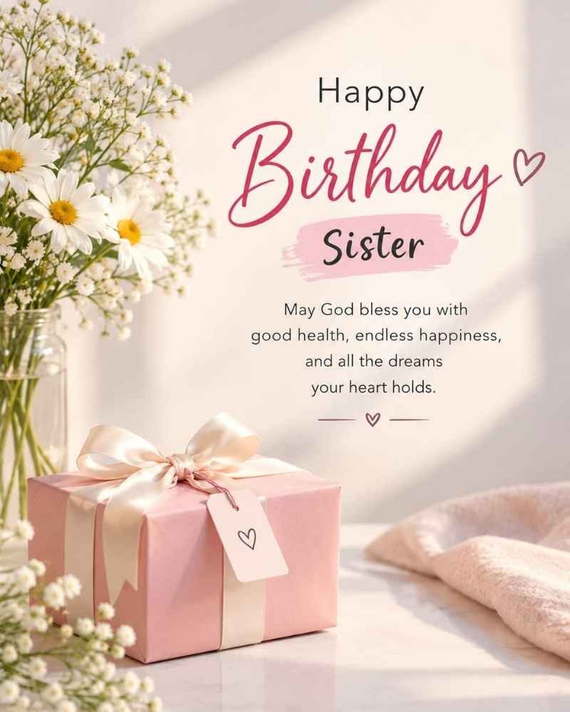 Happy Birthday Sister God Bless You Wishes